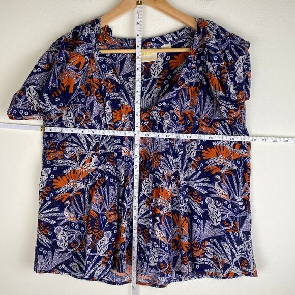 Maeve Cathy Pleated Top Size M Blue Viscose Peasant Blouse Monkey Anthropologie - Picture 14 of 14